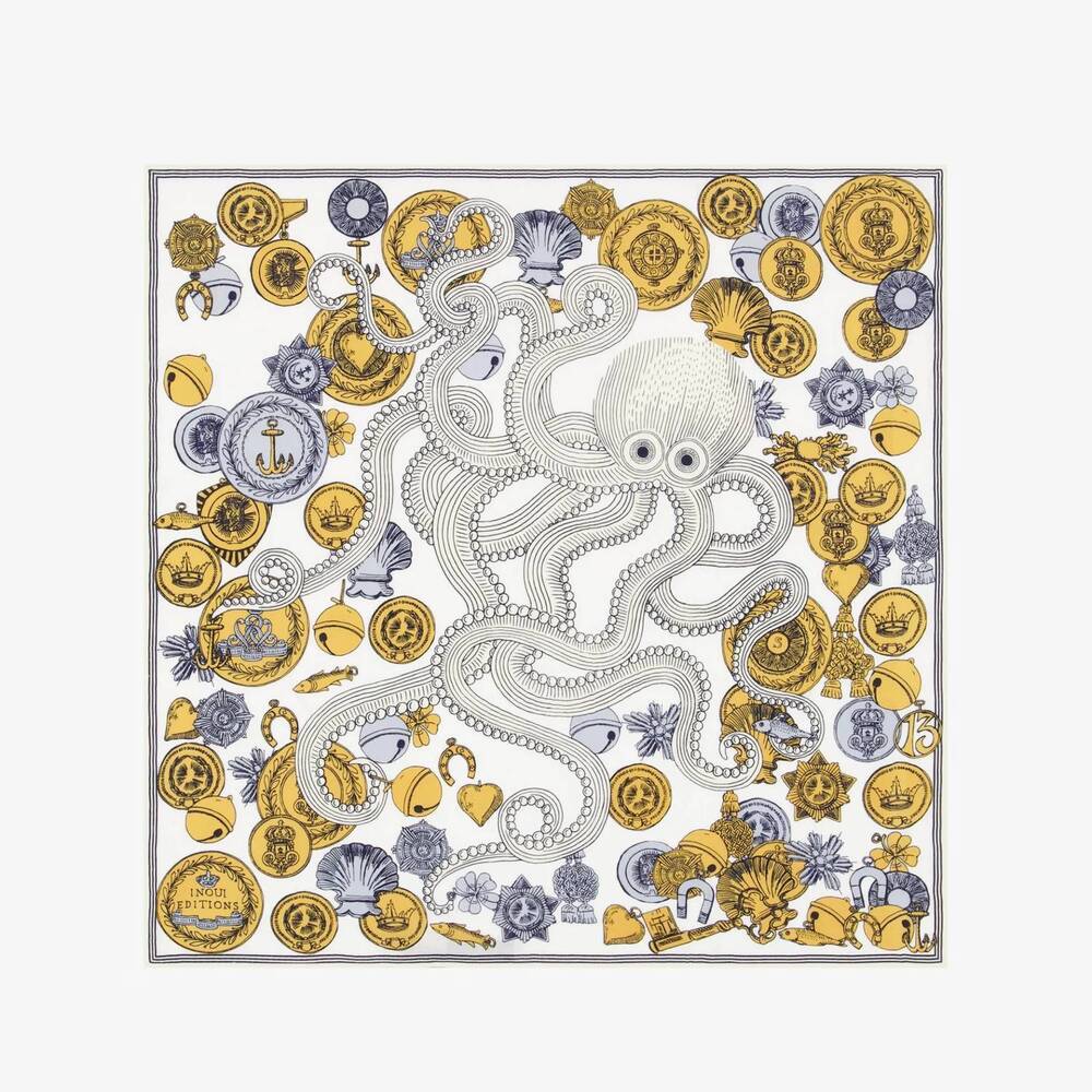 NEW INOUI EDITIONS carre 65 octopus square scarf in white